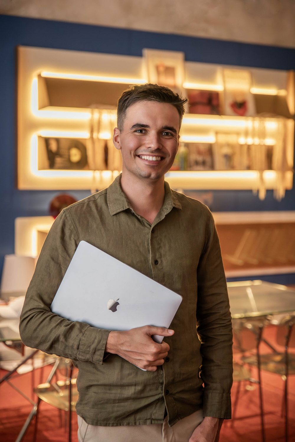 Martin Lostak with a laptop